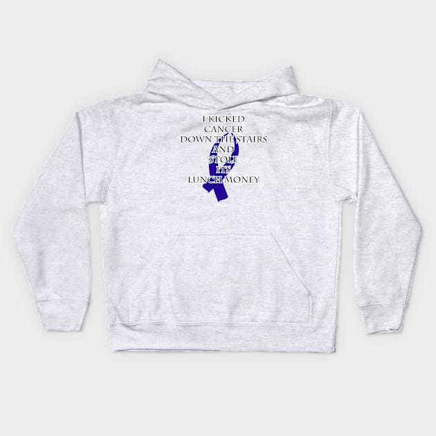 Cancer Bully (Dark Blue Ribbon) Kids Hoodie by BlakCircleGirl